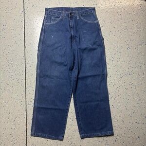 Dickies Carpenter Pants Mens Baggy 31x28 Blue Denim Jeans Loose Fit CUSTOM